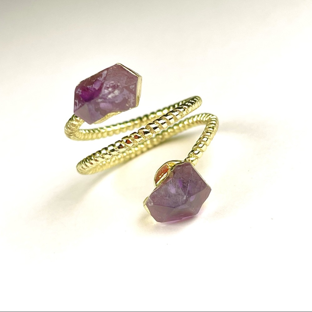Natural Amethyst Stone Adjustable Ring - image 2